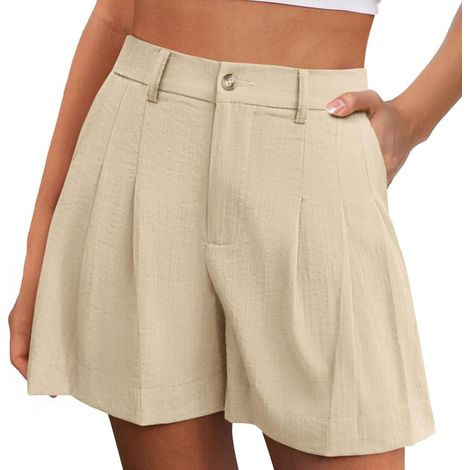 De Plage élastiques Taille Haute plissés Vacances Tenues décontractées Shorts de Plage pour Femmes élastiques Taille Haute plissés Vacances Tenues décontractées (1/5)