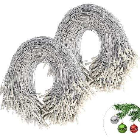 Cuerdas para bolas de Navidad, 200 ganchos para decoración navideña, cordones con cierre a presión, ganchos para bolas de Navidad (1/5)