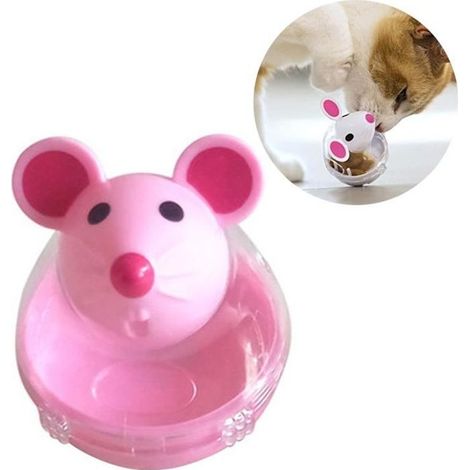 Jouet pour chat - Souris balle distributeur croquettes - Rose-Ywey (1/3)