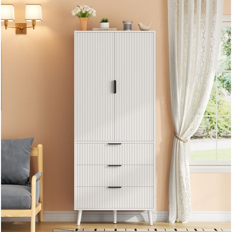 Armadio da cucina 75/35/180 cm bianco, 2 ante, 3 cassetti e ripiani regolabili (1/5)