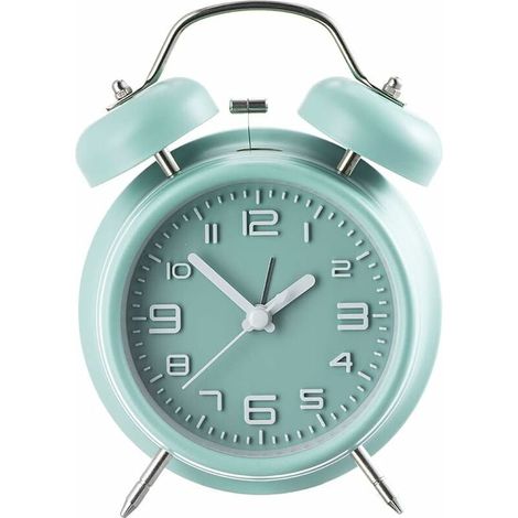 MUMU Non-ticking Analog Alarm Clock, Battery Powered, Bedroom Use, Portable Alarm Clock, Travel Alarm Clock, Kids Alarm Clock (Green)
