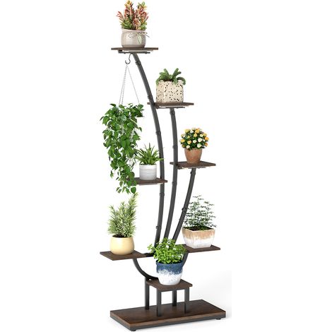 Support de Plante en Métal à 8 Niveaux, Étagère à Fleurs d'Intérieur avec Lampes à Lumières Réglables, Présentoir de Fleurs Décoratif pour Salon (1/5)