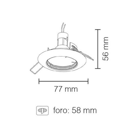 Incasso Soffitto Tondo Fisso, IP65, GU10, Nichel Satinato