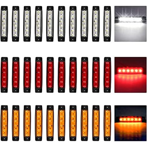 Biqing Feux de Gabarit, 24V Feu de Gabarit Remorque LED Arrière Avant Indicateur de Position en Lumière Imperméable pour Camion Remorque Camion Bus Bateau (Rouge+Jaune+Blanc) (1/5)