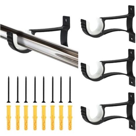 Lot de 4 supports de tringle à rideau en alliage d'aluminium 11 x 8 cm, antirouille (1/3)