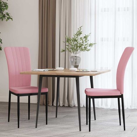 vidaXL Sillas de comedor 2 unidades terciopelo rosa (1/5)