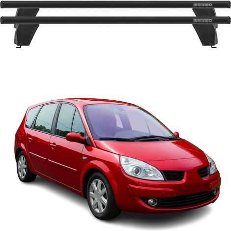 OMAC Barres de toit transversales en aluminium pour Renault Grand Scenic II 2003-2009 – Antivol – Rainure en T – Testées City Crash – Charge Max 75 kg Noir (1/4)