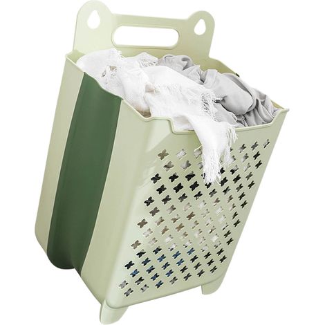 Panier à linge mural pliable grande capacité, vert XL (1/4)