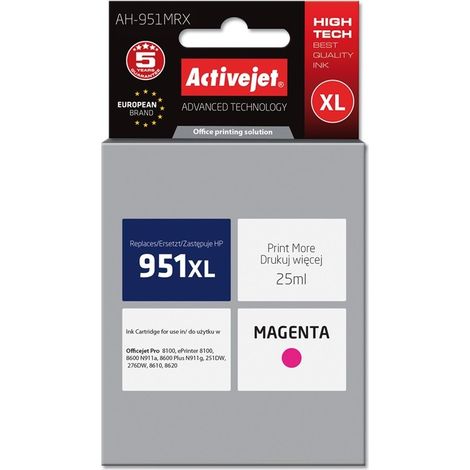 Activejet AH-951MRX HP Printer Ink. Compatible with HP 951XL CN047AE Premium 25ml magenta. (1/2)