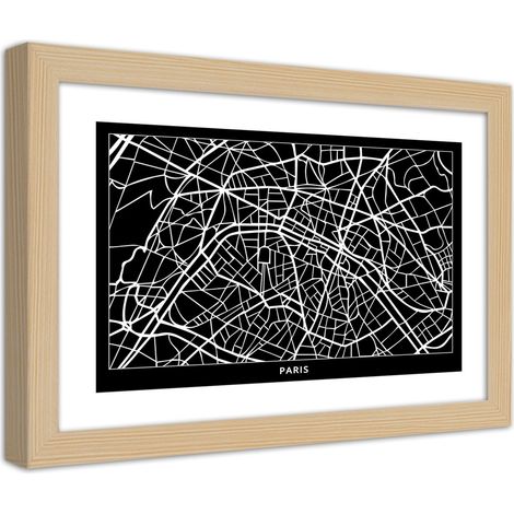 Quadro con cornice, Pianta della città  Parigi - 90x60 (1/5)