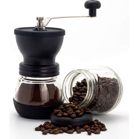 Molinillo de café manual de cerámica con molido ajustable - Molinillo de café en grano - Molinillo de café portátil - Diseño compacto para uso en casa, oficina y exteriores (1/4)