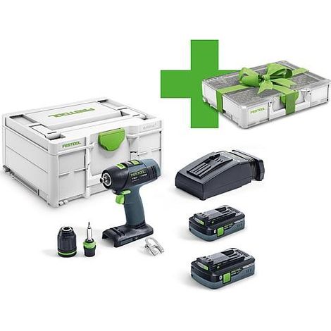 Festool – Perceuse-visseuse sans fil 18V – 2 batteries 4.0Ah – Moteur sans balais – Couple 50Nm – Mandrin à serrage rapide – Mallette de transport incluse