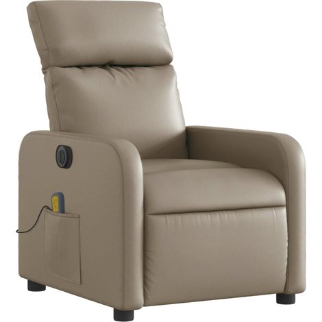 Poltrona relax TV reclinabile elettrica funzione massaggio 6 punti massaggio in PVC cappuccino DEC027139