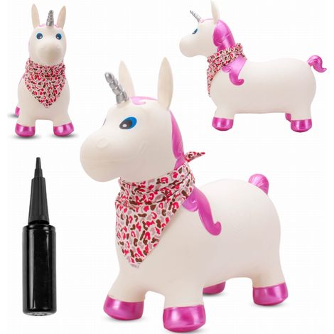 Kinderpullover mit Pumpe, weißes Einhorn mit glänzendem Horn und Halstuch