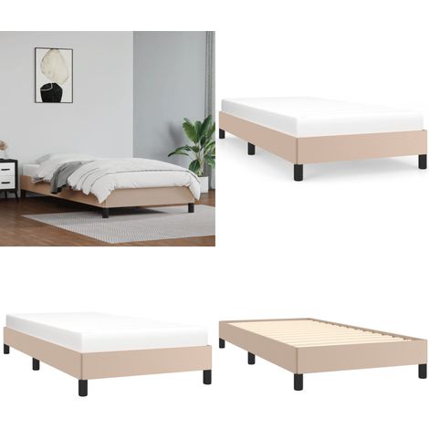 Bettgestell Cappuccino-Braun 100x200 cm Kunstleder - Bettesrahmen - Doppelbett - Schlafzimmermöbel - Kunstlederbettwäsche - Boxspringbett - Home & Living (1/5)