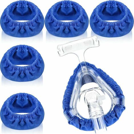 Lot de 5 protections masque CPAP réutilisables, housses douces anti-fuites d'air et ampoules, coussins faciaux lavables, filtres et accessoires CPAP (Bleu) (1/5)