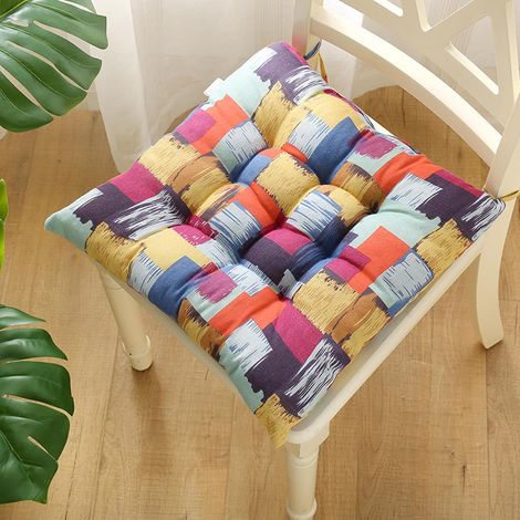 Set of 2 Chair Pads, Patchwork Print Chair Pads, Indoor Chair Cushions, Washable Chair Cushion Covers, Outdoor Chair Cushion Covers (45cm, Patch) (1/5)