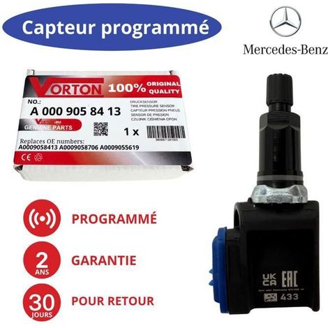 Sensore TPMS Mercedes preprogrammato 433 MHz - sostituisce A0009058413/A0009058706 - compatibile W214/W223/V295/V297