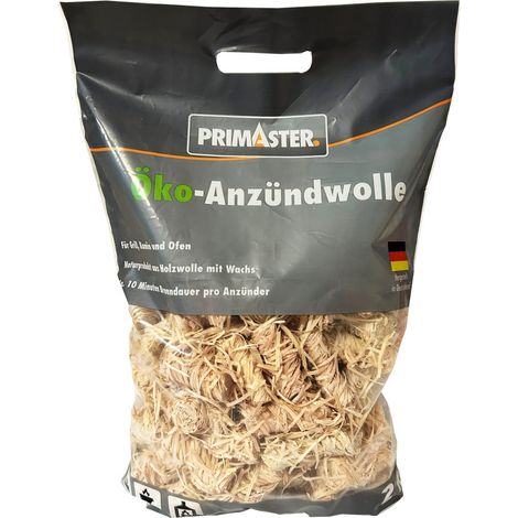 Primaster Anzündwolle Öko 2kg Grillanzünder Anzündhilfe für Grill Kamin und Ofen