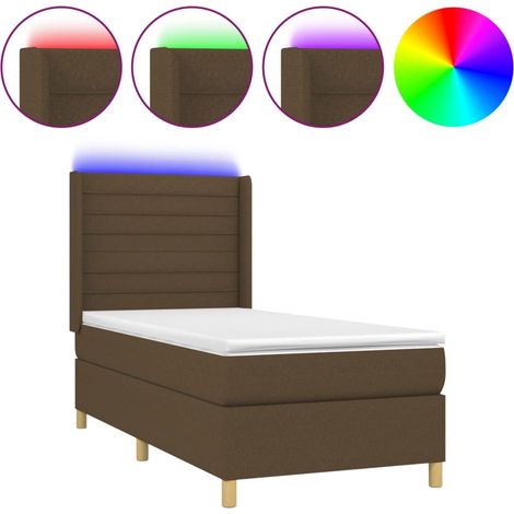 Maison Exclusive - Boxspringbett mit Matratze & LED Dunkelbraun 8