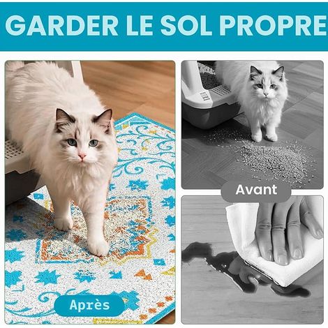Cat Litter Mat, 60 x 40 cm, Retains of Litter Mat  Non-Slip Cat Litter Catcher Mat, Large and Cute, to Clean to Control Splashes (1/4)