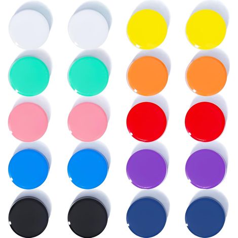 Aimant Frigo - Lot de 20 Aimant Puissant, Petit Aimant Rond Plat, Aimants Tableau Magnétique, 10 Couleurs Magnet Frigo Decoratif, Mini Aimants Tableau Blanc Aiment pour Photos, Cuisine, Bureau (1/5)