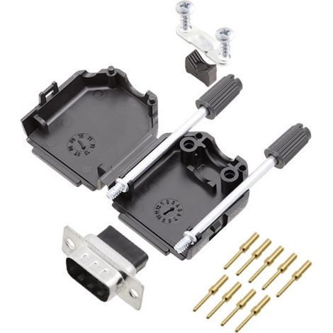 encitech DPPK09-BK-DBCP-K 6355-0078-01 D-SUB Stiftleisten-Set 180 ° Polzahl: 9 Crimpen 1 St.