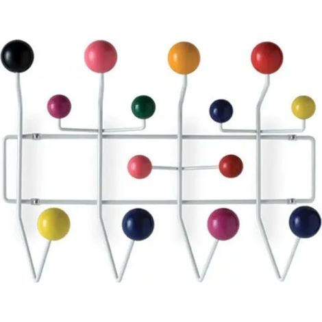 Porte-manteau classique Hang It All, patères murales de style moderne du milieu du siècle avec boules en bois massif peint couleur noyer