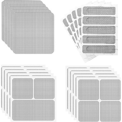 65pcs Ruban Adhésif de Réparation pour Moustiquaire, 4 Tailles de Ruban de Réparation d'Écran de Fenêtre, Bande Adhésive de Réparation de Moustiquaire Anti-Insectes, Forte Adhésion, Gris (1/5)