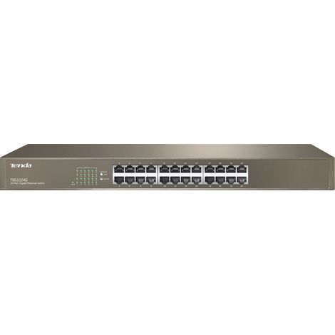 Tenda TEG1024G 24x Gigabit Switch, Fanless-bez ventilátorů, Rackmount 19", ochrana proti přepětí (1/3)