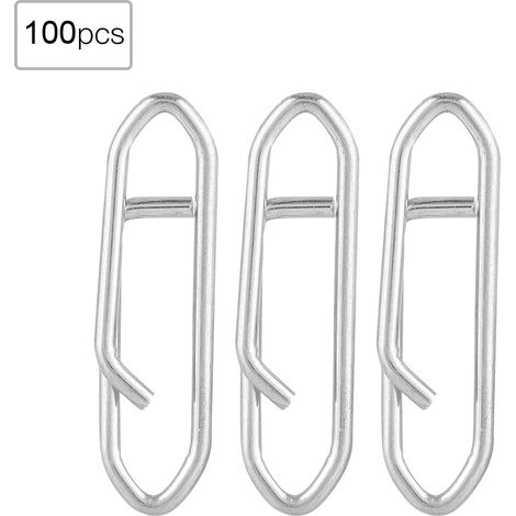 Lot 100 clips de sécurité en acier inoxydable pour pêche, mousquetons d'interverrouillage, accessoires de terminal de ligne (1/5)