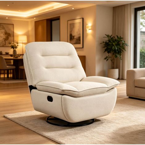 Relaxsessel mit Fußlehne, Dreh- und Schaukelfunktion, Beige, 95 x 49,5 x 106 cm, OKWISH (1/5)