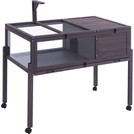 Vevor – Habitat pour tortues en bois cèdre 965x610x825mm – Enclos intérieur/extérieur avec support d'éclairage – Facile à nettoyer