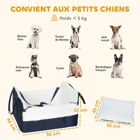Siège auto pour chien avec ceinture de sécurité et fixation. siège de voiture pour chiens 55 x 46 x 32 cm bleu marine (1/5)