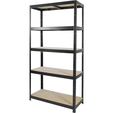 Etagère Rack MODULO STORAGE ROBBUST 2096557 - charge lourde 5 plateaux 40x90cm - hauteur 180cm - Noire