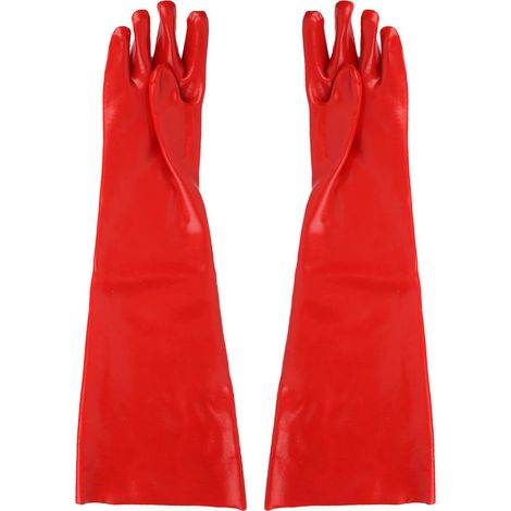 Gants longs anti-chimiques en PVC résistants aux acides, aux alcalis et aux huiles, protégeant les mains du froid pour l'industrie et les laboratoires. (1/5)