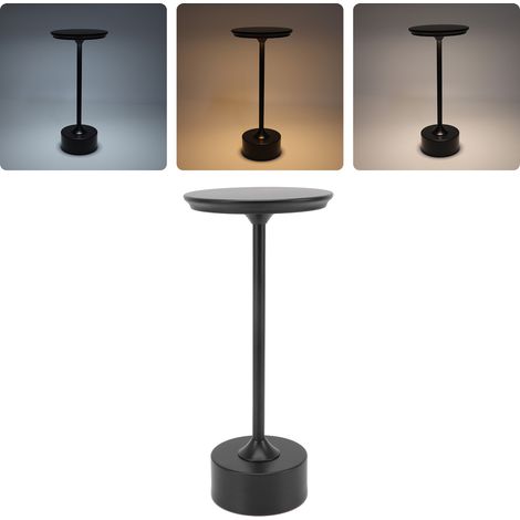 Moderne, wiederaufladbare, kabellose LED-Schreibtischlampe mit Touch-Steuerung, 3 Helligkeitsstufen, USB-C-Ladeanschluss, tragbare Nachttischlampe aus Metall, schwarz (1/5)
