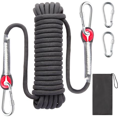 Climbing Rope 10mm Outdoor Safety Rope Nylon Rope Static Climbing Rope Rescue Rope with 2 Carabiners for Working at Height, Fire Ladder (1/5)