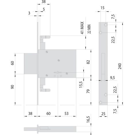 SERRATURA A DOPPIA MAPPA DA INFILARE PER FASCIA PER FERRO ART. 57016 E 60 - CISA