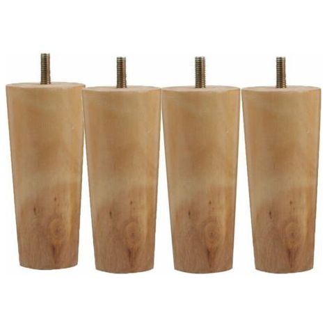 4 Pièces Pieds de Meuble en Bois Massif.12 cm Pieds en Bois pour Canapé.Pieds Meubles Bois Rechange.Pieds Meubles Coniques avec Plaque de Montage Vis M8.Patins Antidérapants pourTable à Manger.Armoire (1/5)