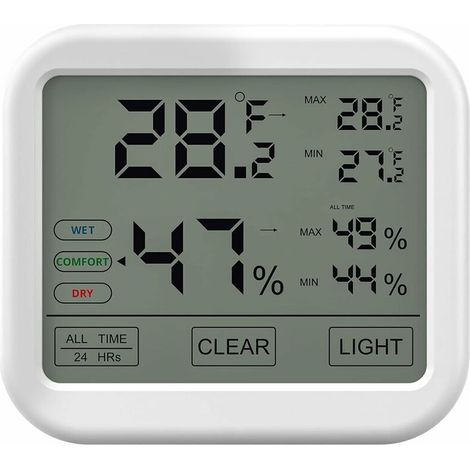 Thermomètre-hygromètre d'intérieur haute précision, affichage numérique LCD de la température et de l'humidité, indicateur de confort. Idéal pour les