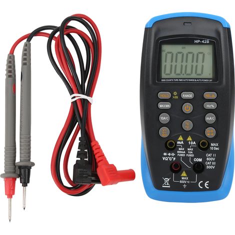 Multimètre Numérique Portable HP‑42B TRMS Mesure Tension/Courant AC/DC Résistance 6000 Points Testeur (1/5)