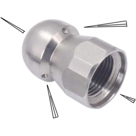 Buse de Nettoyage Jets d'eau et d'égout à Haute Pression Accessoire Laveuse en Acier Inoxydable pour Tuyauteur et Égouttoir 3/8in (1/5)
