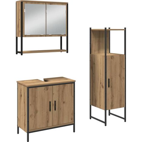 Maison Exclusive - Badezimmermöbel-Set mit Regal mit Tür 3 pcs Br