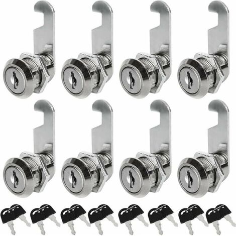 Lot de 8 Serrures Boîte aux Lettres Universelle, 20mm Serrure Armoire Metallique, Barillet Boite aux Lettres en Alliage de Zinc avec 16 Clés pour Tiroir, Armoire, Placard, Boîte aux Lettres (1/4)