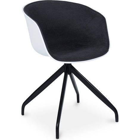 Upholstered Office Chair with Armrests - Black and White Desk Chair - Jodie Dark grey