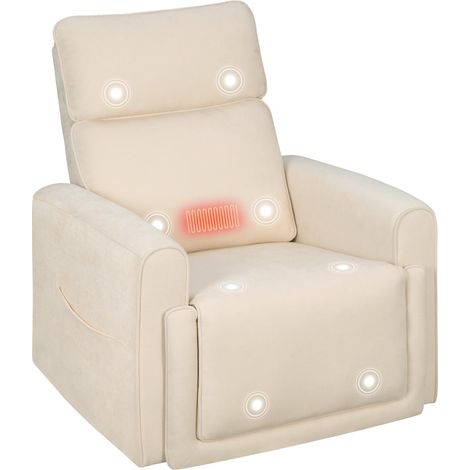 WOLTU Poltrona Reclinabile Massaggiante Relax Ergonomica Riscaldamento Schienale Reclinabile 138° Beige