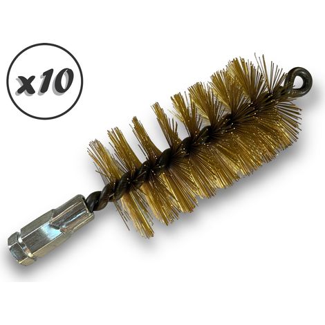 Lot de 10 Brosses à tube PRO LAITON Ø 60 mm Raccord M12175 femelle Ame en acier torsadé Nettoyage brossage tube et canalisation Kibros 41SCL60x10