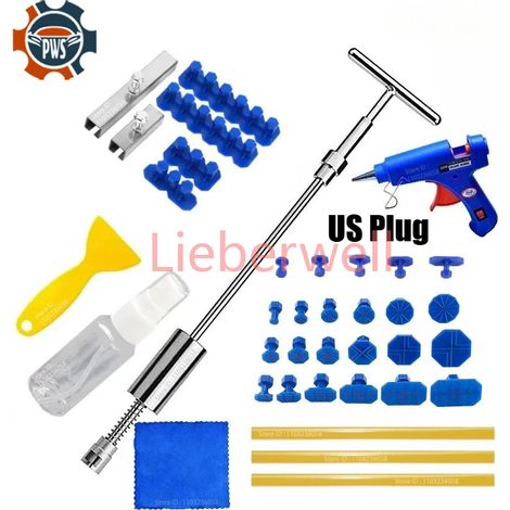 PWS-Outils de débosselage de voiture, kit flacon, marteau coulissant, outil de marteau à barrage, ventouse de corps, onglets adhésifs de colle bleue (1/5)