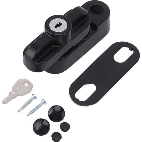 Serrure de fenêtre coulissante universelle, serrure de châssis de fenêtre antivol, serrure de fenêtre à battant, adaptée aux fenêtres à guillotine simple et double,Noir (1/5)